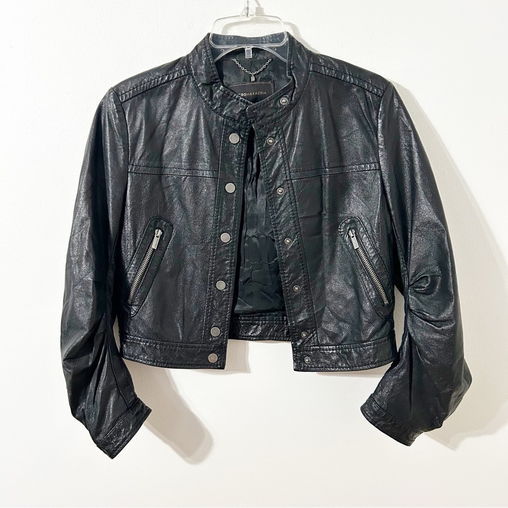 BCBGMaxAzria Black Leather Moto Jacket